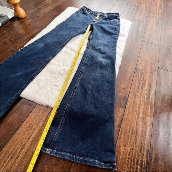 Michael Kors Selma Flare Button Front High Rise Jeans Blue Size 4 - Picture 13 of 15